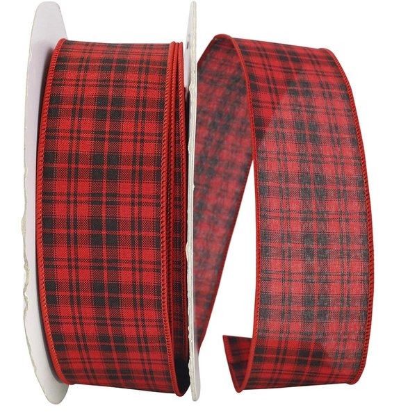 Reliant Ribbon Check King Value Wired Edge Ribbon Red & Black 2.5 in. x 50 yards 92969W-937-40K